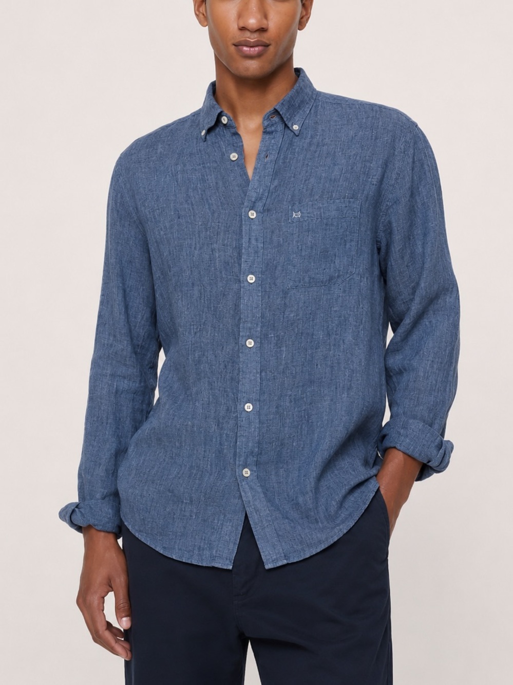 Southern Tide Linen Chambray Button Down Shirt Medium Blue